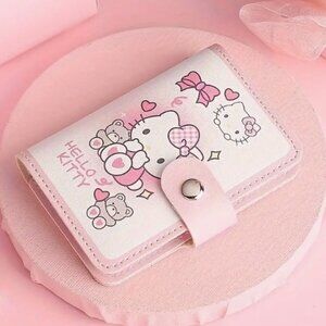 Sanrio Hello Kitty Card Holder Ultra-Thin Large Capacity Wallet Snap Closure